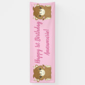 Schotse hoogland Koe Birthday Party Pink Spandoek (Verticaal)