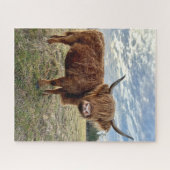 Schotse Hoogland Koe Boerderij Field Legpuzzel (Horizontaal)