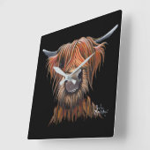 Schotse hoogland Koe "BRUCE"-klok Vierkante Klok (Hoek)