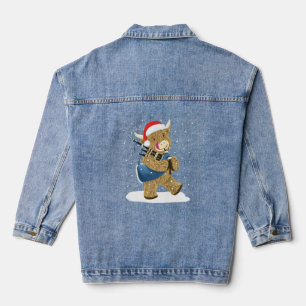 Schotse Hoogland Koe Christmas Piper Denim Jacket