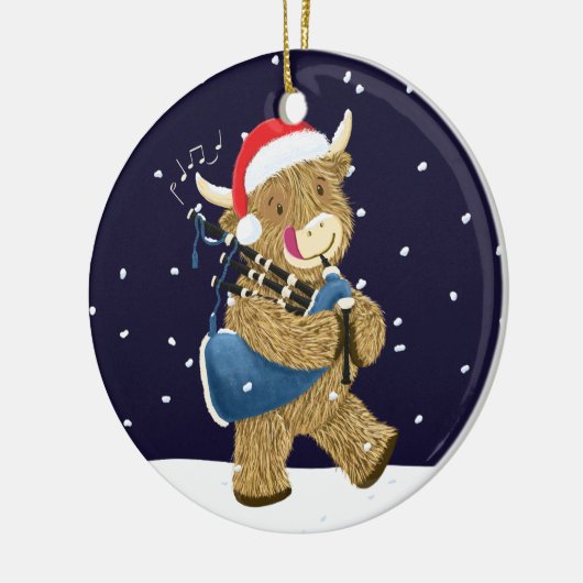 Schotse Hoogland Koe Christmas Piper Keramisch Ornament (Links)