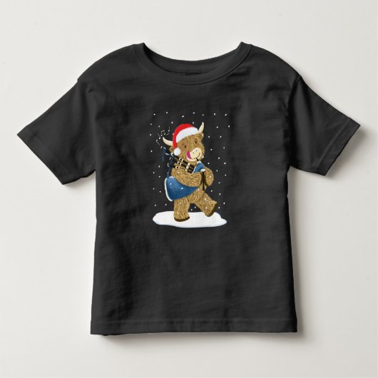 Schotse Hoogland Koe Christmas Piper Kinder Shirts (Voorkant)