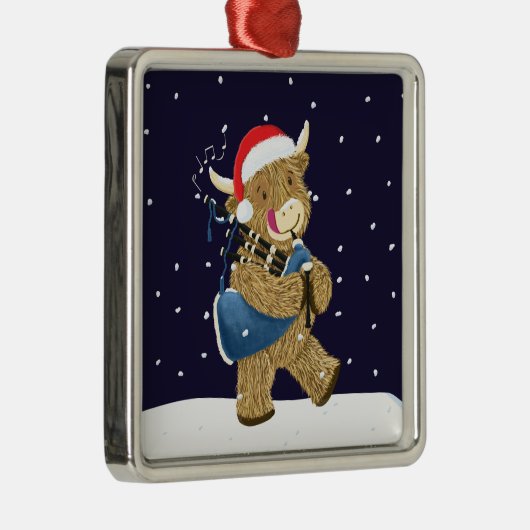 Schotse Hoogland Koe Christmas Piper Metalen Ornament (Rechts)
