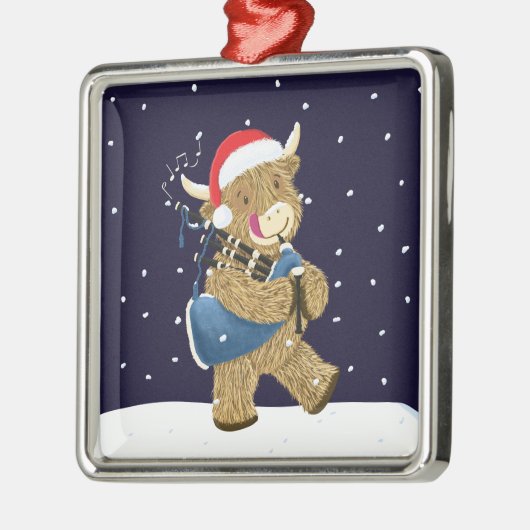 Schotse Hoogland Koe Christmas Piper Metalen Ornament (Links)
