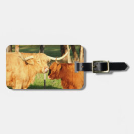 Schotse Hoogland Koe en kalf Bagagelabel