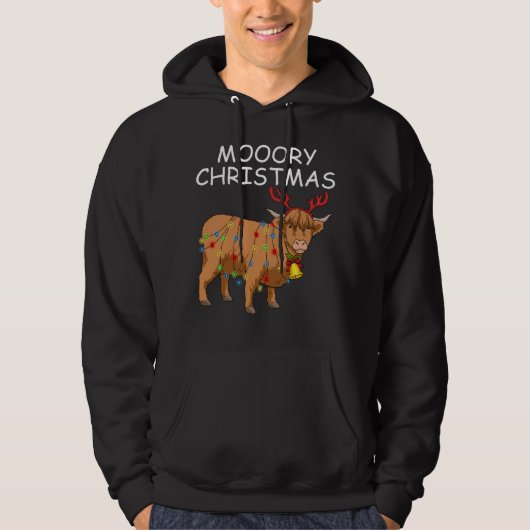 Schotse hoogland Koe geeft vrouwen minder kerstmis Hoodie (Voorkant)