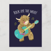 Schotse Hoogland Koe Guitarist Rock Aye The Moo! Briefkaart (Voorkant)