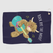 Schotse Hoogland Koe Guitarist Rock Aye The Moo! Golfhanddoek (Horizontaal)