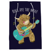 Schotse Hoogland Koe Guitarist Rock Aye The Moo! Medium Cadeauzakje (Voorkant)