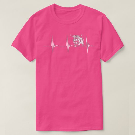Schotse hoogland Koe Heartbeat EKG Pulse Highland T-shirt (Design voorkant)