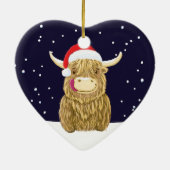 Schotse hoogland Koe in de kerstwinter Keramisch Ornament (Achterkant)