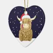 Schotse hoogland Koe in de kerstwinter Keramisch Ornament (Links)