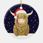 Schotse hoogland Koe in de kerstwinter Keramisch Ornament (Achterkant)