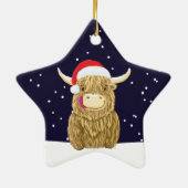 Schotse hoogland Koe in de kerstwinter Keramisch Ornament (Achterkant)