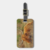 Schotse hoogland Koe in gras Bagagelabel (Voorkant verticaal)