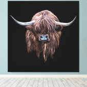 Schotse hoogland - Koe in kleur Canvas Afdruk (Insitu (Houten vloer))