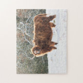 Schotse hoogland koe in sneeuw legpuzzel (Verticaal)