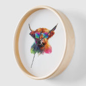 Schotse Hoogland Koe in Zonnebril Kleurrijk Water (Hoek)