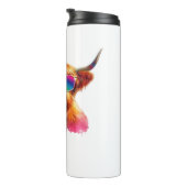 Schotse Hoogland Koe in Zonnebril Kleurrijk Water Thermosbeker (Geroteerd rechts)