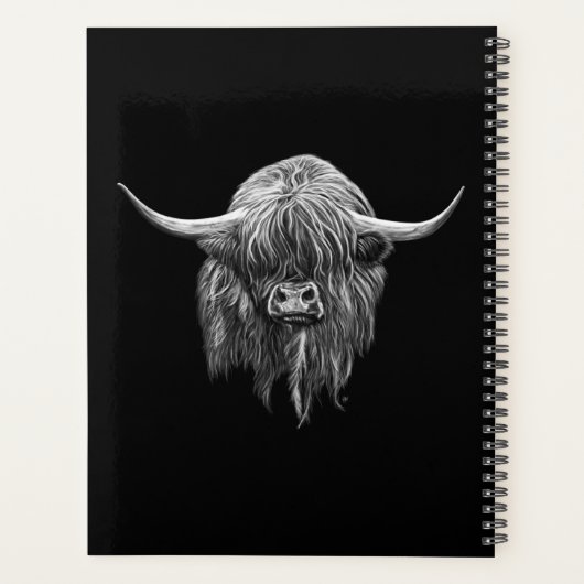 Schotse hoogland Koe in zwart-wit Planner (Achterkant)