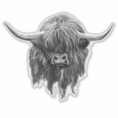 Schotse hoogland Koe in zwart-wit Sticker (Voorkant)