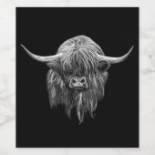 Schotse hoogland Koe in zwart-wit Wijn Etiket (Enkel label)