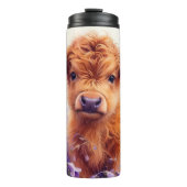 Schotse Hoogland Koe Kalf Paarse Wildflower Thermosbeker (Voorkant)