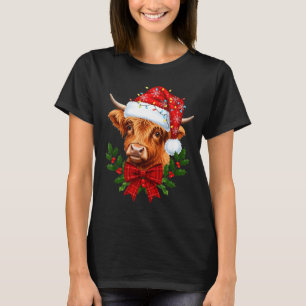 Schotse Hoogland Koe Kerst Grappige Koe Liefhebber T-shirt