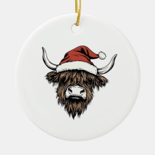 Schotse Hoogland Koe Kerstmis Kerstmis Kerstman Wo Keramisch Ornament