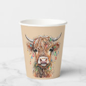 Schotse Hoogland Koe Kerstverlichting Papieren Bekers (Achterkant)