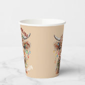 Schotse Hoogland Koe Kerstverlichting Papieren Bekers (Links)