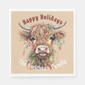 Schotse Hoogland Koe Kerstverlichting Servet (Voorkant)