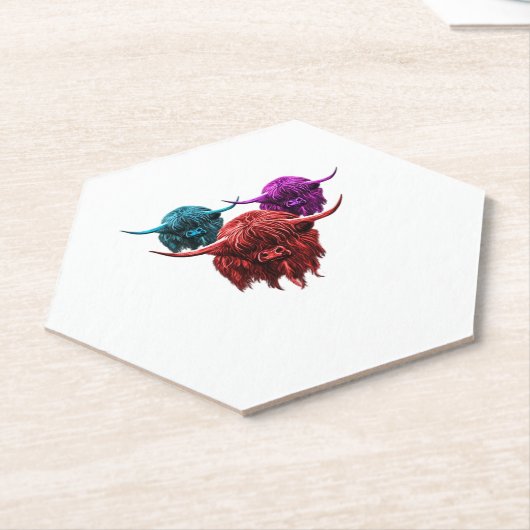 Schotse Hoogland Koe Kleurrijke Herd Classic T-Shi Kartonnen Onderzetters (Schuin)