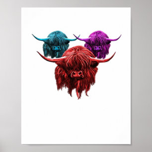 Schotse Hoogland Koe Kleurrijke Herd Classic T-Shi Poster