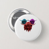 Schotse Hoogland Koe Kleurrijke Herd Classic T-Shi Ronde Button 5,7 Cm (Voorkant /achterkant)