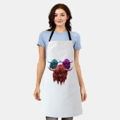 Schotse Hoogland Koe Kleurrijke Herd Classic T-Shi Schort (Gedragen)