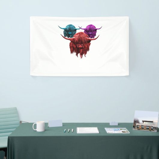 Schotse Hoogland Koe Kleurrijke Herd Classic T-Shi Spandoek (Beurs)