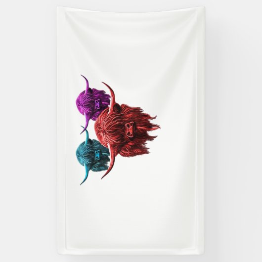 Schotse Hoogland Koe Kleurrijke Herd Classic T-Shi Spandoek (Verticaal)