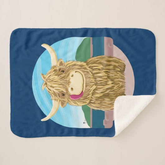 Schotse hoogland Koe, koel op het strand Sherpa Deken (Voorkant (horizontaal))