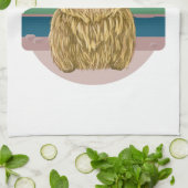 Schotse hoogland Koe, koel op het strand Theedoek (Gevouwen)