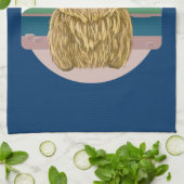 Schotse hoogland Koe, koel op het strand Theedoek (Gevouwen)