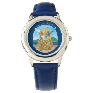 Schotse hoogland Koe met Ocean Salty Hair Horloge