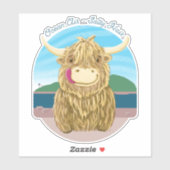 Schotse hoogland Koe met Ocean Salty Hair Sticker (Vel)
