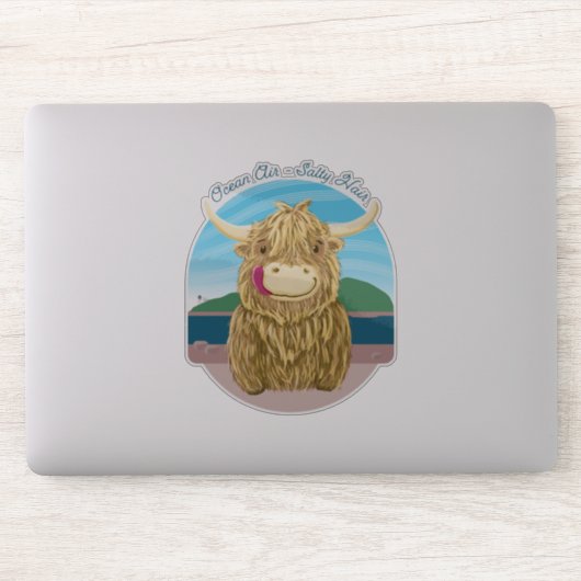 Schotse hoogland Koe met Ocean Salty Hair Sticker (Computer)
