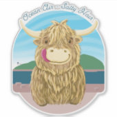 Schotse hoogland Koe met Ocean Salty Hair Sticker (Voorkant)