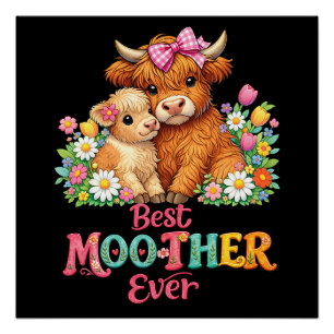 Schotse Hoogland Koe Moeder Gelukkige Moederdag  Perfect Poster