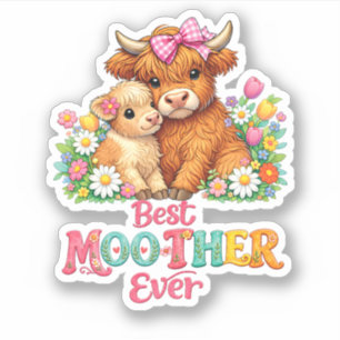 Schotse Hoogland Koe Moeder Gelukkige Moederdag  Sticker