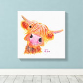 Schotse Hoogland Koe 'Nessie' Box Canvas Print (Insitu (Houten vloer))