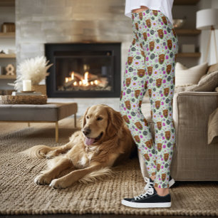 Schotse Hoogland Koe Paarse Keltische Distel Leggings