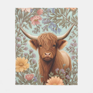 Schotse Hoogland Koe Pastel William Morris Geïnspi Fleece Deken